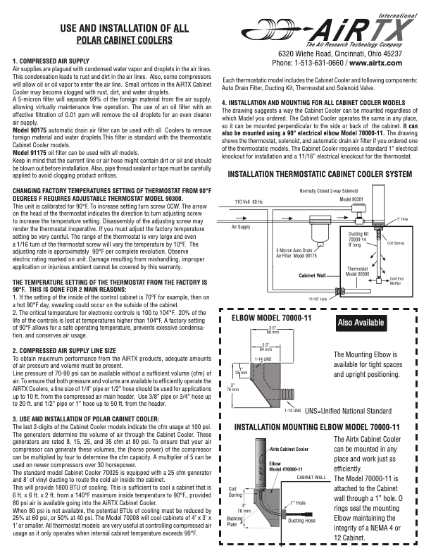 AiRTX Cabinet Cooler Use and Installation Information Document Preview
